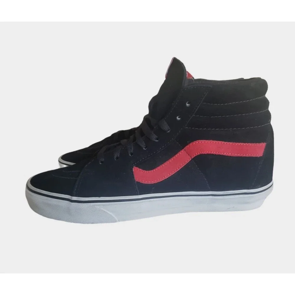 VANS SK8-HI BLACK/RED CLASSIC SKATEBOARDING CANVAS SUEDE SHOES MEN's SZ 11 NEW